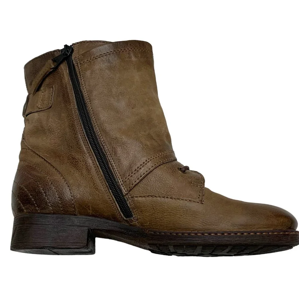 MJUS Taupe Calfskin Leather Zip‎ Ankle Boots
